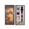 Kit de sceau de cire vintage avec boîte-cadeau Perles de cire à cacheter Cachet de sceau de cire Cuillère à fusion de cire Bougie pour cartes Enveloppes Invitations de mariage Carte postale Emballage cadeau Décoration d
