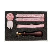 Kit de tampon de cire à cacheter Bâtons de cire à cacheter avec mèches Tampon de cire à sceller Rubans de soie avec boîte-cadeau pour enveloppes Cartes-lettres Invitations de mariage Sceller la décoration Fournitures d