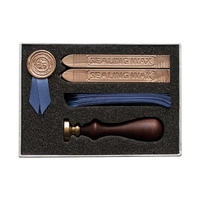 Kit de tampon de cire à cacheter Bâtons de cire à cacheter avec mèches Tampon de cire à sceller Rubans de soie avec boîte-cadeau pour enveloppes Cartes-lettres Invitations de mariage Sceller la décoration Fournitures d