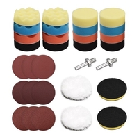 Kit de tampons de polissage 31 pièces 3 pouces fixation de tampon de forage avec papiers abrasifs ponçage à la cire pour Automobiles Yachts