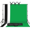 Kit de toile de fond de photographie de studio avec support de support en métal 2 * 3 m / 6, 6 * 10 pieds + 3 pièces de fond 1, 6 * 3 m / 5, 2 * 10 pieds (noir / blanc / vert) + pinces de toile de fond 3 pièces + sac de transport