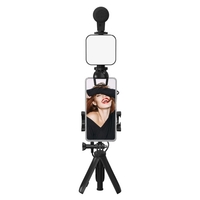 Kit de Vlogging pour smartphone Support de téléphone pour trépied + Microphone + Lampe vidéo + Clip + Câble audio TRS vers TRRS 3, 5 mm