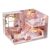Kit maison de poupée miniature bricolage bricolage 3D House House en bois (avec cache anti-poussière-sans boîte à musique)