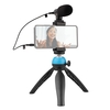 Kit vidéo portable pour téléphone intelligent avec microphone cardio de + support de téléphone réglable + mini trépied à rotule de bureau pour téléphone Vlog enregistrement vidéo en direct