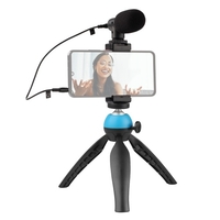 Kit vidéo portable pour téléphone intelligent avec microphone cardio de + support de téléphone réglable + mini trépied à rotule de bureau pour téléphone Vlog enregistrement vidéo en direct