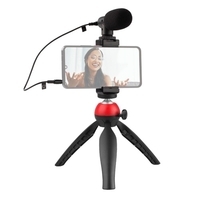 Kit vidéo portable pour téléphone intelligent avec microphone cardio de + support de téléphone réglable + mini trépied à rotule de bureau pour téléphone Vlog enregistrement vidéo en direct