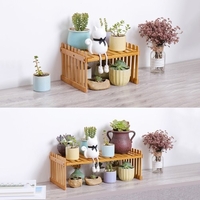 KKmoon Multi-Function DIY Desktop 2-Tier Bamboo Storage Rack Balcony Flower Rack (27cm & 2 Layers)