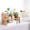 KKmoon Multi-Function DIY Desktop 2-Tier Bamboo Storage Rack Balcony Flower Rack (37cm & 2 Layers)