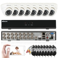 KKmoon 16ch Channel Full 960H / D1 800TVL Surveillance CCTV Système de sécurité DVR P2P Cloud Onvif Enregistreur vidéo numérique en réseau + 8 * Appareil photo intérieur + Câble 8 * 60 pieds