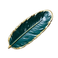 KKmoon Feuille Plaque Réaliste Plume Plateau Table Décoration Céramique Bijoux Anneau Bibelot Plat Titulaire Décoratif Plateau De Service pour Fruit Snack Dessert Bijoux