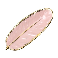 KKmoon Feuille Plaque Réaliste Plume Plateau Table Décoration Céramique Bijoux Anneau Bibelot Plat Titulaire Décoratif Plateau De Service pour Fruit Snack Dessert Bijoux