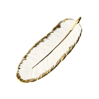 KKmoon Feuille Plaque Réaliste Plume Plateau Table Décoration Céramique Bijoux Anneau Bibelot Plat Titulaire Décoratif Plateau De Service pour Fruit Snack Dessert Bijoux