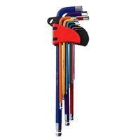KKmoon Jeu de clés Allen à bras long 9 clés universelles de tailles différentes L-Key Kit de clés hexagonales métriques en acier au chrome-vanadium (rouge)