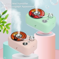KKmoon Mini humidificateur à brume USB aspect phonographe rétro petits humidificateurs avec veilleuse et diffuseur d