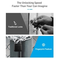 KKmoon Smart Fingerprint Padlock 300mAh Rechargeable Keyless 10 Sets Fingerprints IP65 Étanche Antivol Sécurité Cadenas Porte Bagages Extérieur (Noir)