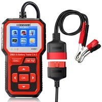 KONNWEI KW681 2 en 1 testeur de batterie de moto de voiture et outil de Scanner de Diagnostic OBDII