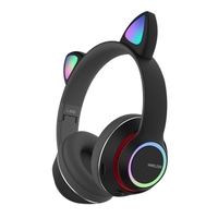 L450 Over Ear Music Casque Glowing Cat Ear Casque 7 Couleurs Lumières respiratoires Pliable Sans Fil BT5.0 Écouteur avec Micro AUX IN TF Carte Lecteur MP3 pour PC Ordinateur Portable Téléphone Mobile