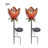 Lampe à flamme de lanterne à gazon à fleurs à DEL solaire