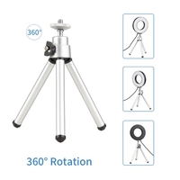 Lampe annulaire de 9 cm / 3, 5 pouces pour ordinateur portable Lampe circulaire à 3 couleurs avec 2 trépieds de bureau et clip 3200K-6000K 10 luminosité réglable pour la diffusion en direct/conférence/maquillage