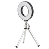 Lampe annulaire de 9 cm/3, 5 pouces pour ordinateur portable Lampe de cercle tricolore avec trépied de bureau 3200K-6000K 10 luminosité réglable pour diffusion en direct/conférence/maquillage