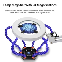 Lampe de bureau en forme de loupe 5X Lampe de lecture pliable à lumière LED avec trois modes de gradation Alimentation USB （sans base）