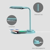 Lampe de bureau LED à commande tactile avec chargeur sans fil Lampe de lecture attentionnée pour les yeux pour bureau à domicile 2 modes de couleur Col de cygne réglable,  Bleu