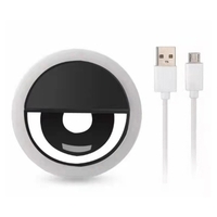 Lampe de lumière supplémentaire téléphone portable Selfie lumière annulaire lampe de lumière supplémentaire batterie au Lithium Rechargeable intégrée noir