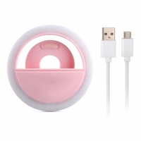 Lampe de lumière supplémentaire téléphone portable Selfie lumière annulaire lampe de lumière supplémentaire batterie au Lithium Rechargeable intégrée noir