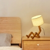 Lampe de Table en bois de robot Base pliante réglable de forme E27 pour le bureau de chevet de chambre à coucher de salon