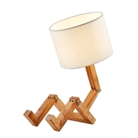Lampe de Table en bois de robot Base pliante réglable de forme E27 pour le bureau de chevet de chambre à coucher de salon