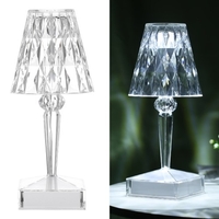 Lampe de table en diamant acrylique Rechargeable par USB,  contrôle tactile,  veilleuse de chevet en cristal,  lampe de table de chevet décorative pour chambre