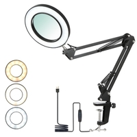 Lampe de table flexible à pince Tomshine avec 8x loupe bras oscillant LED dimmable lampe de bureau