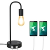 Lampe de table industrielle Tomshine avec deux ports de charge USB Lampe de chevet vintage à intensité variable en continu pour salon de chambre (ampoule incluse)