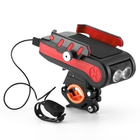 Lampe LED de vélo USB rechargeable 4 en 1 avec support pour téléphone (2400mAh)