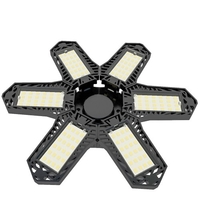 Lampes de garage à LED - Mini plafonniers avec 5 panneaux réglables Lampe de ventilateur déformable Celling 100-265V 1500LM 6500K E27/E26 pour grenier,  sous-sol