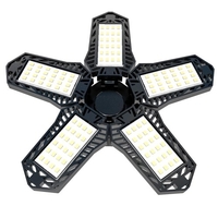 Lampes de garage à LED - Mini plafonniers avec 5 panneaux réglables Lampe de ventilateur déformable Celling 100-265V 1500LM 6500K E27/E26 pour grenier,  sous-sol