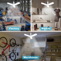 Lampes de garage à LED - Plafond de lumières de garage à intensité variable,  6000LM 6500K E27 / E26 Plafonniers de garage à LED avec 3 panneaux réglables pour garages,  atelier,  intérieur,  extérieur,  atelier et entrepôt,  zone complète