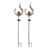 Lampes solaires extérieures Lumières de voie de paysage Lampe de pelouse Craquelé Verre Globe Stake Lampe en métal étanche pour jardin Pelouse Patio Cour Lumière blanche chaude