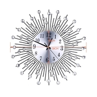 Large Decorative 3D Iron Art Wall Clock Non-ticking Modern Wall Clock for Living Room Bedroom 3D Silent European Style Clock