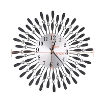 Large Decorative 3D Iron Art Wall Clock Non-ticking Modern Wall Clock for Living Room Bedroom 3D Silent European Style Clock
