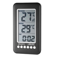 LCD ℃ / ℉ Thermomètre intérieur / extérieur numérique Horloge Horloge Mesure de température avec transmetteur
