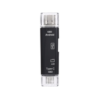Lecteur de carte 3 en 1 Type-C Micro USB Type-C OTG Extension Lecteur de carte mémoire TF haute vitesse pour PC Ordinateur Téléphone Noir