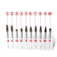 Électrique Grinding Accessoires 10pcs 0, 12 * 0.24inch Tungsten Steel Carbide Fraise pour le Rotary Burr Tool Set CNC Gravure