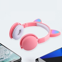 LED Cat Ear Headphones RGB Color Bluetooth 5.0 Casques antibruit Pliable Adultes Enfants Écouteurs avec Micro