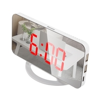 LED Miroir Horloge Mini Réveil Numérique Horloge De Table avec Fonction Snooze 3 Luminosité Réglable Auto-Adaptation Rétro-Éclairage