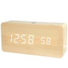 LED Numérique En Bois Réveil APP Contrôle Heure / Température / Date Affichage Horloge De Bureau Électronique 4 Niveaux Luminosité Contrôle Sonore Charge USB ou Alimentation par Batterie