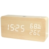 LED Numérique Réveil En Bois APP Contrôle Temps / Température / Humidité / Affichage De La Date Horloge De Bureau Électronique 4 Niveaux Luminosité Contrôle Sonore Charge USB ou Batterie