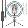 LED Ring Light Dimmable Desktop Fill in Light 3 Modes 10 niveaux de luminosité avec support de téléphone mini trépied