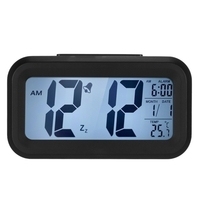 LED Réveil numérique Répétition Snooze Capteur activé par la lumière Rétroéclairage Heure Date Affichage de la température Blanc