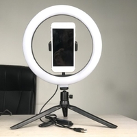 LED Selfie Round Light Brightness Réglable Lampe pour Live Broadcast Selfie Photographie Vidéo avec Support de Téléphone Mobile